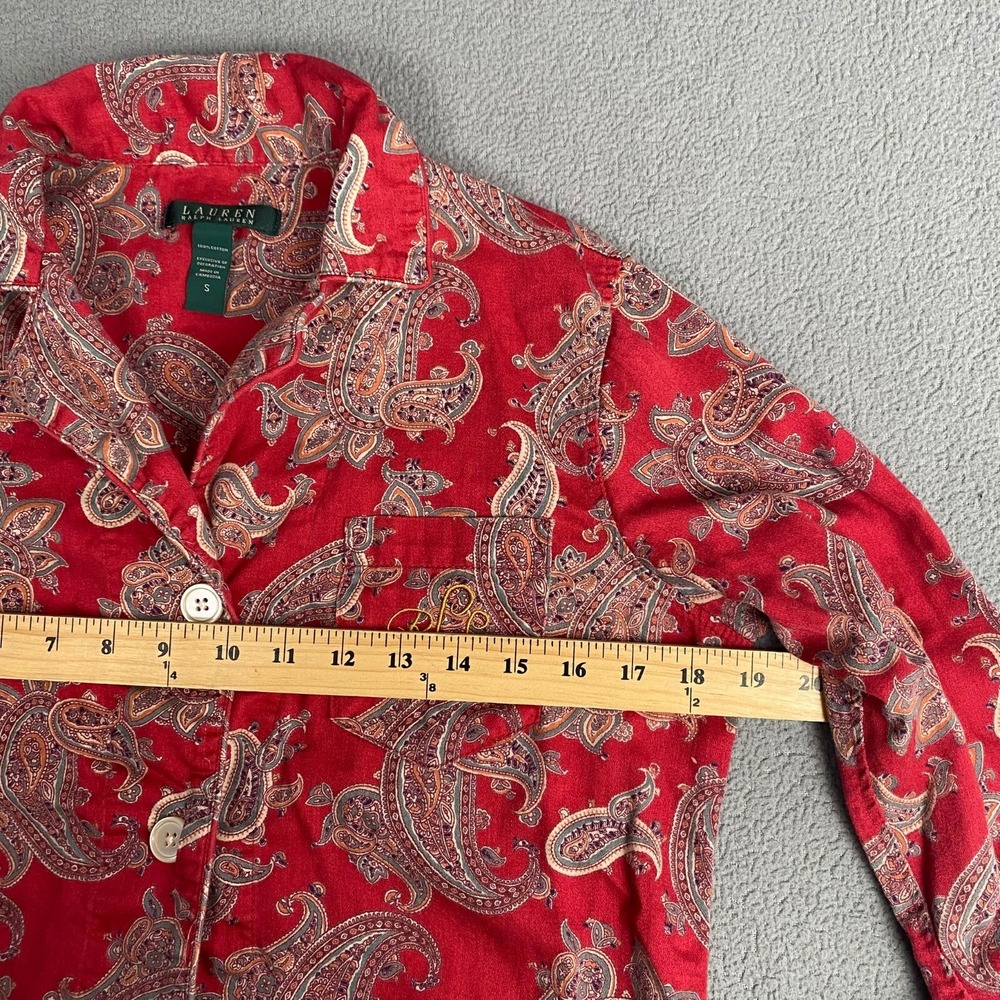 Lauren Ralph Lauren Women's size S Red Paisley Button Up Pajama Top - Picture 5 of 9